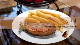  Presentation with bbq - Presentation theme enhanced with picanha-with-fries-brazillian-bbq background and a gold colored foreground