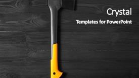 Presentation with flat - PPT layouts having pick ax - axe icon flat isolated background and a dark gray colored foreground