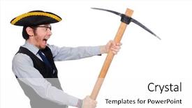  Presentation with pirate anchor - Slide set with pick ax - businessman pirate isolated on white background and a  colored foreground