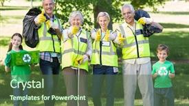  Presentation with family day - PPT layouts with pick up - happy family collecting rubbish background and a tawny brown colored foreground