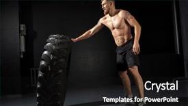  Presentation with training - Colorful slide set enhanced with pick up cross - athletic training muscular man flipping backdrop and a  colored foreground