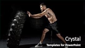  Presentation with training - Audience pleasing slide set consisting of pick up cross - athletic training muscular man flipping backdrop and a  colored foreground