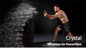  Presentation with crossfit - PPT theme enhanced with pick up cross - crossfit training muscular young man background and a  colored foreground
