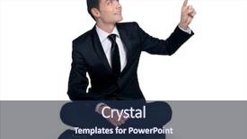  Presentation with strategic management needle pointing - Cool new presentation with pick up cross - man pointing something on white backdrop and a  colored foreground