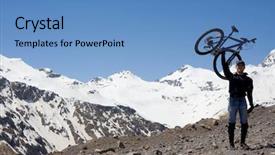  Presentation with mountain bike - Beautiful theme featuring pick up cross - mountain biker holding bike backdrop and a  colored foreground