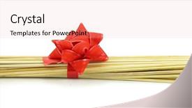  Presentation with gift certificate border - Colorful PPT theme enhanced with pick up sticks - toothpick wooden with red gift backdrop and a  colored foreground