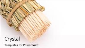  Presentation with flowers on white wooden - Presentation having pick up sticks - wooden toothpicks against white background and a  colored foreground