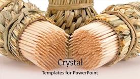  Presentation with wooden - Presentation having pick up sticks - wooden toothpicks against white background and a coral colored foreground