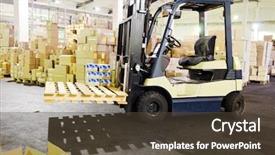  Presentation with forklift - Presentation theme consisting of pick up truck - electric forklift stacker in warehouse background and a tawny brown colored foreground