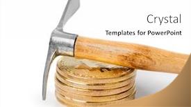  Presentation with bitcoins - Slide set enhanced with pickaxe-and-bitcoins-isolated background and a white colored foreground