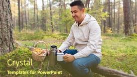  Presentation with reusable - Slide deck enhanced with picking-season-and-leisure-people background and a tawny brown colored foreground