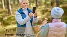  Presentation with season - Colorful slide set enhanced with picking-season-leisure-and-people backdrop and a gold colored foreground