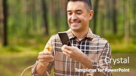  Presentation with smartphone app - Presentation design enhanced with picking-season-technology-and-leisure background and a coral colored foreground