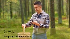  Presentation with smartphone app - Cool new PPT theme with picking-season-technology-and-leisure backdrop and a gold colored foreground