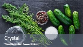  Presentation with cucumbers - PPT theme consisting of pickle - baby cucumbers with dill sea background and a gray colored foreground