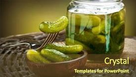  Presentation with cucumbers - Audience pleasing PPT theme consisting of gherkins pickles salted cucumbers still backdrop and a tawny brown colored foreground