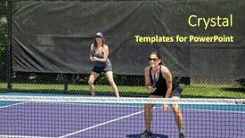  Presentation with pickleball - Presentation theme with pickleball-player-prepares background and a tawny brown colored foreground