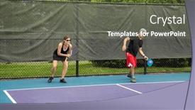  Presentation with pickleball - PPT layouts enhanced with pickleball-player-serves background and a tawny brown colored foreground