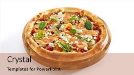  Presentation with italian food about pizza - PPT layouts featuring pickled artichokes arugula cherry tomato background and a red colored foreground