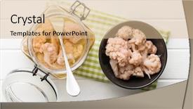  Presentation with cauliflower - Colorful PPT theme enhanced with pickled cauliflower in bowl backdrop and a coral colored foreground