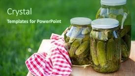  Presentation with cucumbers - Colorful presentation design enhanced with pickled-cucumbers-for-winter-organic backdrop and a forest green colored foreground