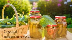  Presentation with cucumbers - Presentation consisting of pickled-cucumbers-in-a-jar background and a gold colored foreground