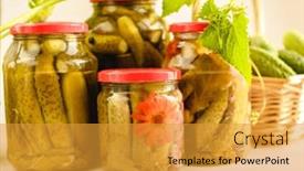  Presentation with cucumbers - Beautiful slide deck featuring pickled-cucumbers-in-a-jar backdrop and a gold colored foreground