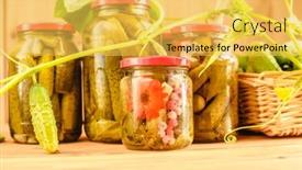  Presentation with cucumbers - PPT theme with pickled-cucumbers-in-a-jar background and a yellow colored foreground