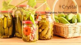  Presentation with cucumbers - Colorful slide set enhanced with pickled-cucumbers-in-a-jar backdrop and a yellow colored foreground