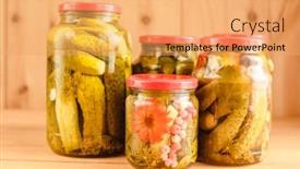  Presentation with cucumbers - Slide set featuring pickled-cucumbers-in-a-jar background and a yellow colored foreground