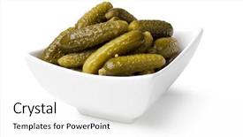  Presentation with cucumbers - Audience pleasing theme consisting of pickled cucumbers on white background backdrop and a white colored foreground