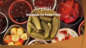  Presentation with cucumbers - Theme having pickled-cucumbers-or-cornichons-acid background and a tawny brown colored foreground