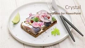  Presentation with danish - PPT theme consisting of pickled-herring-smorrebrod-danish-open background and a sky blue colored foreground