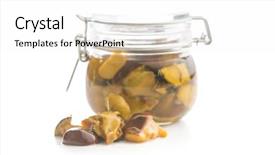  Presentation with marinated pickles variety preserving jars - Cool new PPT theme with pickled mushrooms marinated boletus isolated backdrop and a white colored foreground