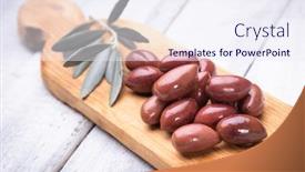  Presentation with mediterranean food - Presentation theme featuring pickled-olives-ready-to-eat background and a sky blue colored foreground