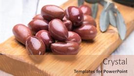  Presentation with mediterranean food - Colorful slides enhanced with pickled-olives-ready-to-eat backdrop and a coral colored foreground