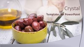  Presentation with mediterranean food - Cool new presentation theme with pickled-olives-ready-to-eat backdrop and a lemonade colored foreground
