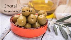  Presentation with mediterranean food - Beautiful slides featuring pickled-olives-ready-to-eat backdrop and a yellow colored foreground