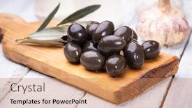  Presentation with mediterranean food - Beautiful theme featuring pickled-olives-ready-to-eat backdrop and a coral colored foreground