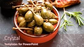  Presentation with green - Theme enhanced with pickled-or-marinated-green-capers background and a tawny brown colored foreground