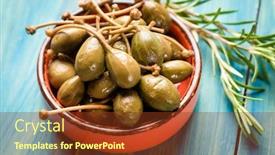  Presentation with green - Cool new presentation design with pickled-or-marinated-green-capers backdrop and a tawny brown colored foreground