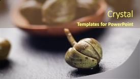  Presentation with green - Amazing slide deck having pickled-or-marinated-green-capers backdrop and a tawny brown colored foreground