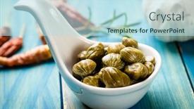  Presentation with focus - Amazing theme having pickled-or-marinated-green-capers backdrop and a light blue colored foreground