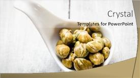  Presentation with green - Beautiful PPT theme featuring pickled-or-marinated-green-capers backdrop and a white colored foreground
