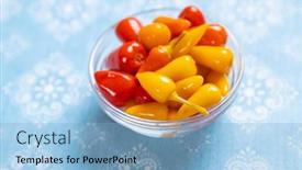  Presentation with peppers - Colorful presentation theme enhanced with pickled-red-and-yellow-hot backdrop and a light blue colored foreground