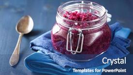  Presentation with aluminium glass - Colorful PPT theme enhanced with pickled red cabbage in glass backdrop and a ocean colored foreground