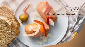  Presentation with food red - Beautiful presentation featuring pickled-sausages-with-onion backdrop and a coral colored foreground