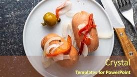  Presentation with food red - Colorful PPT theme enhanced with pickled-sausages-with-onion backdrop and a red colored foreground