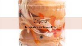  Presentation with food red - Presentation having pickled-sausages-with-onion background and a coral colored foreground