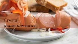  Presentation with food red - Presentation theme enhanced with pickled-sausages-with-onion background and a red colored foreground